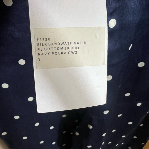 Asceno 100% Silk Navy Polka Pyjama Bottom - Trousers - Picture 5 of 6